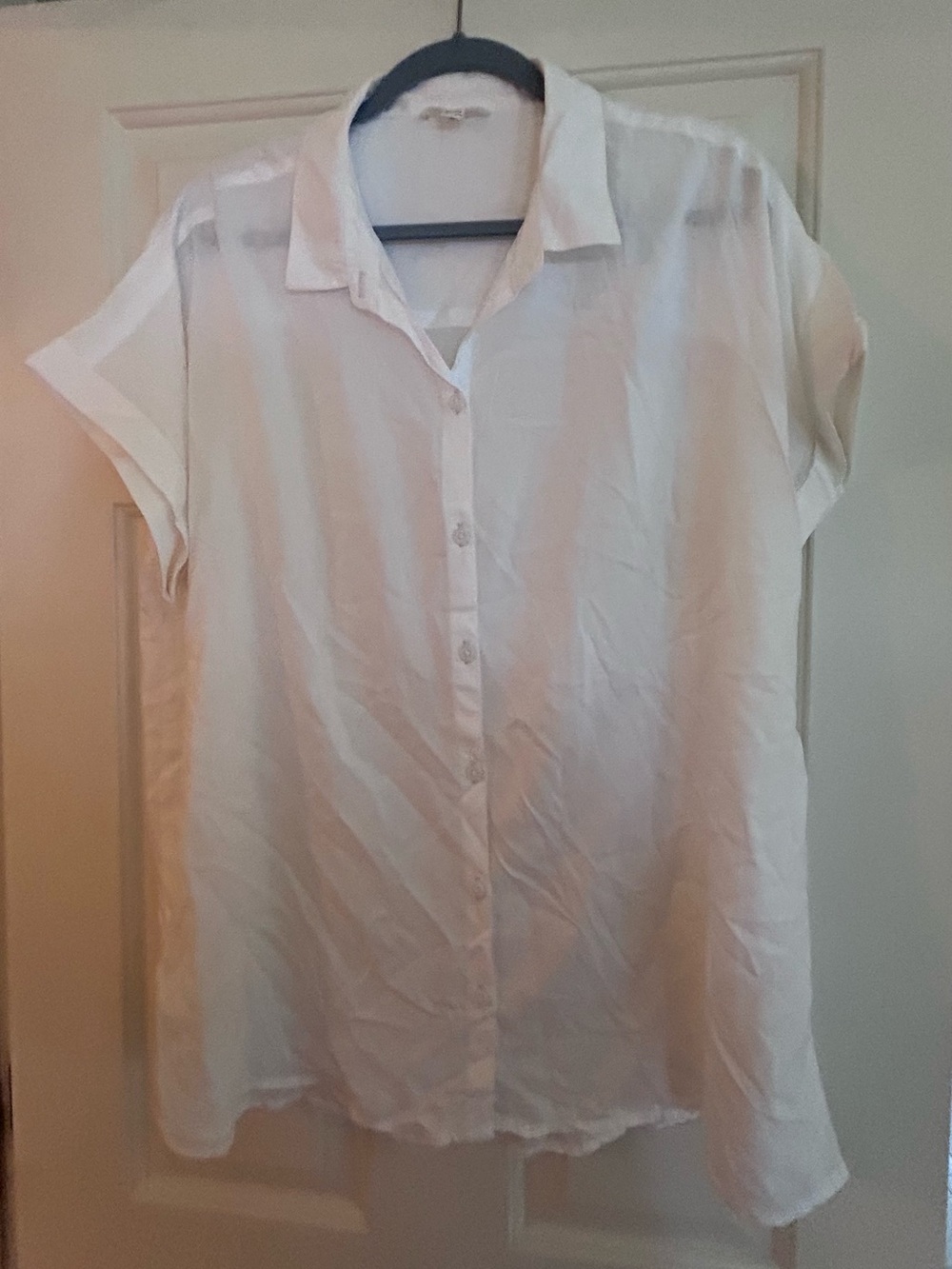 beachlunchlounge Short sleeve Button down White Collared Shirt XL